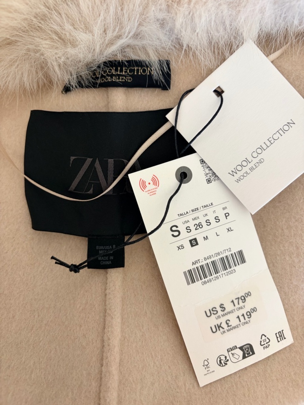 Zara Cream Sleeveless Belted Vest with Faux Fur Collar | S - Picture 6 of 7
